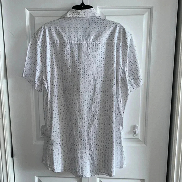 JACK&JONES L linen cotton blend short sleeve  white print button down shirt - Picture 12 of 16